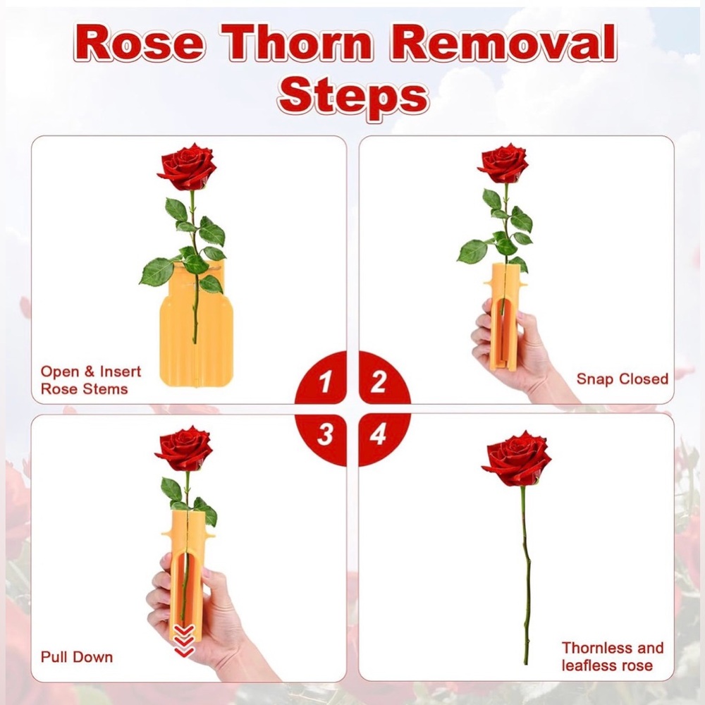 Plastic Rose Thorn Remover Stripper Tool - Home Garden Pruning Shears - Yellow